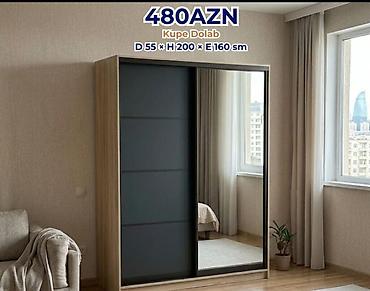 Dolablar: Kupe dolablar – sürüşkən qapılı, funksional və modern dizayn. Ölçü: D — 5