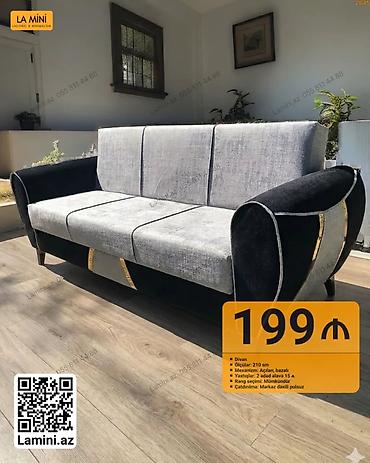 qoşa divan: Məhsul: Divan - Ölçü: 210 sm - Mexanizm: Açılan, bazalı (yataq — 1