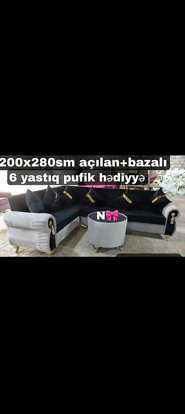 klassik divanlar: Künc divan dəsti – açılan və bazalı model - Ölçü: 280 x 200 sm — 4