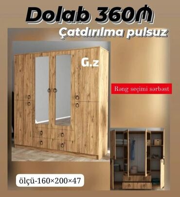 ikinci əl şkaf: *Dolab 4 Qapılı 💫 360Azn* ✔️Materialı Rusiya Laminatı 18/lik