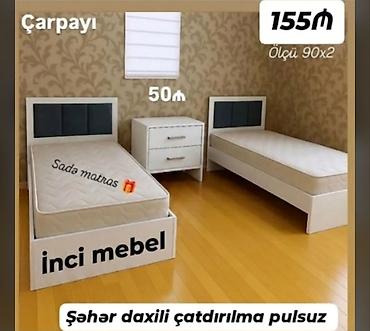 Çarpayılar: Yeni, Təknəfərlik çarpayı, Bazasız, Matras ilə, Siyirməsiz, Azərbaycan — 1
