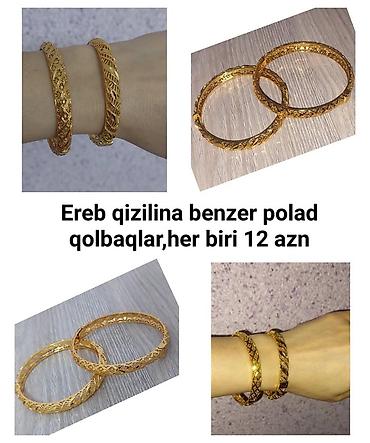 Bijuteriya dəstləri: Zərgərlik aksesuarları seçimi - Xupinq qolbaq: Rus qızılına bənzəyən — 23