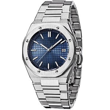 chopard qolbaq: Açıq mavi “tapisseri” naxışlı siferblatlı, xronometraj üslubunda polad — 2