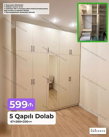 Mebel: 5 qapılı dolab – 47×260×200 sm - Material: 18 mm laminat - Rəng — 1