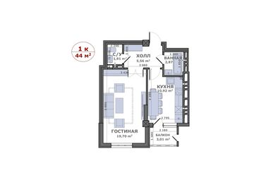 квартиры с ремонтом в рассрочку: 1 комната, 44 м², Элитка, 3 этаж, ПСО (под самоотделку)
