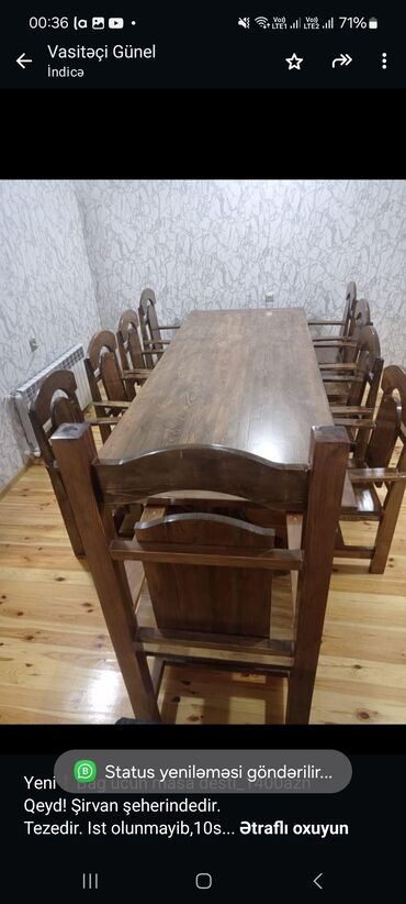 işlenmiş stol stullar: Dördbucaq masa, 10 stul