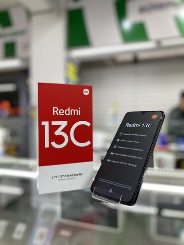 телефоо: Xiaomi, Redmi 13C, Жаңы, 128 ГБ, түсү - Кара, 1 SIM, 2 SIM