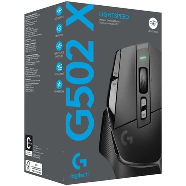 dizüstü kompyuter: Logitech G502 X Lightspeed simsiz oyun siçanı. Qara rəngdədir və