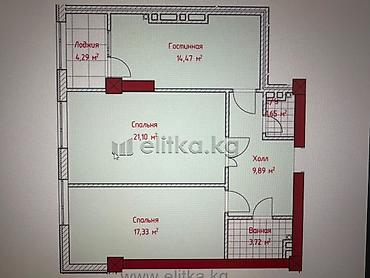 turpan: 2 комнаты, 74 м², Дордой Моторс рынок Элитка, 5 этаж, ПСО (под самоотделку) — 2