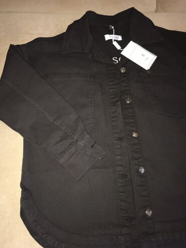 рубашка чёрная: Новая женская Джинсовая рубашка, оригинал от бренда Евро фешен