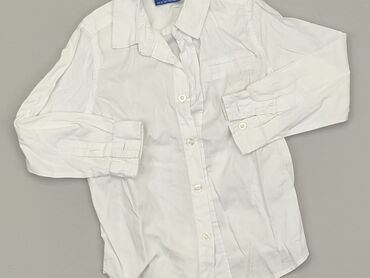 Koszule: Koszula 4-5 lat, stan - Bardzo dobry, wzór - Jednolity kolor, kolor - Biały