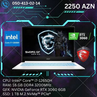 rtx 3060 qiymeti: 16 GB, 15.6 "