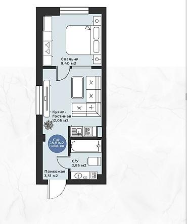 с хранения: 1 комната, 29 м², 3 этаж — 6