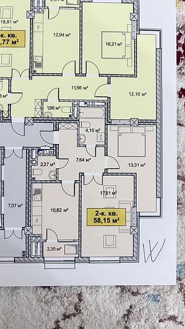 квартиры в беловодском: 2 комнаты, 58 м², Элитка, 4 этаж, ПСО (под самоотделку) — 3