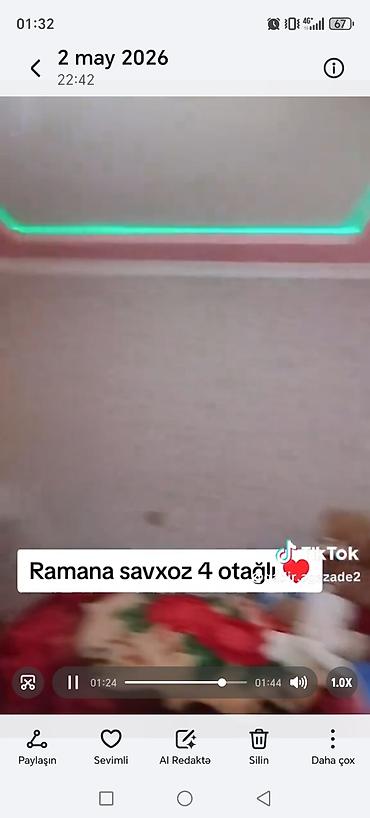 savxoz: Ramana sovxoz ərazisində 4 otaqlı mənzil/ev. Xüsusiyyətlər: - Geniş — 1