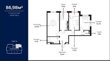 аренда квартир жибек жолу: 3 комнаты, 87 м², Элитка, 11 этаж, Косметический ремонт