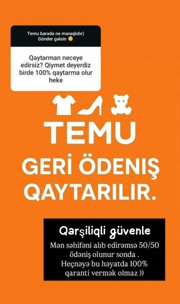 yuk dasima xidmeti ucuz: Temu platformasında alış-verişlə bağlı geri ödəmə və qaytarılma