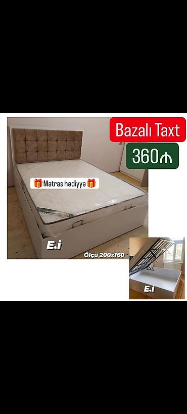 matras 160x200: Bazalı taxt – ölçü 200x160 sm. Yuxarıdan qaldırılan mexanizmli böyük — 1