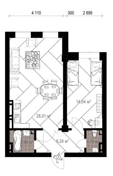 Продажа квартир: 2 комнаты, 50 м², Элитка, 5 этаж, ПСО (под самоотделку)