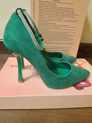 женские замшевые балетки: Туфли 36, цвет - Зеленый