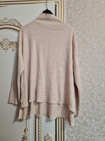 uzun jaketlər: Bej rəngli trikotaj dəst salas bos detsdir hamilelerede uygundur