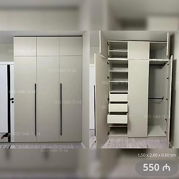 Minimalist dizaynda üç qapılı qarderob şkafı Ölçülər: 1,50 m (eni) x