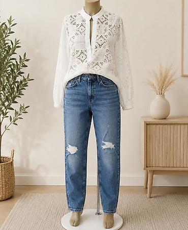 müller versace blue jeans: ZARA ženske farmerke i ZARA bela bluza straight/mom kroj sa — 1