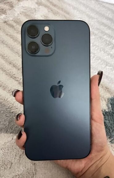 сотывый телефон: IPhone 12 Pro Max, Б/у, 256 ГБ, Pacific Blue, Зарядное устройство, Защитное стекло, Чехол, 82 %