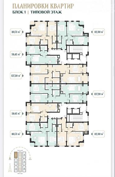 Продажа квартир: 2 комнаты, 80 м², Орто-Сай с. Элитка, 6 этаж, ПСО (под самоотделку) — 4