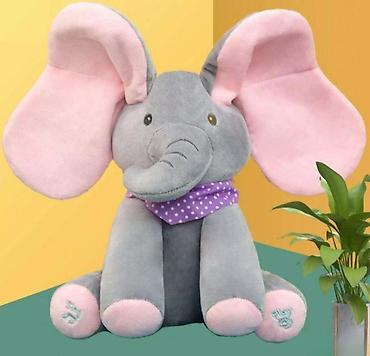 elpida haljine: 🐘 Plišani muzički slon koji maše ušima – roze boja Preslatki plišani — 2