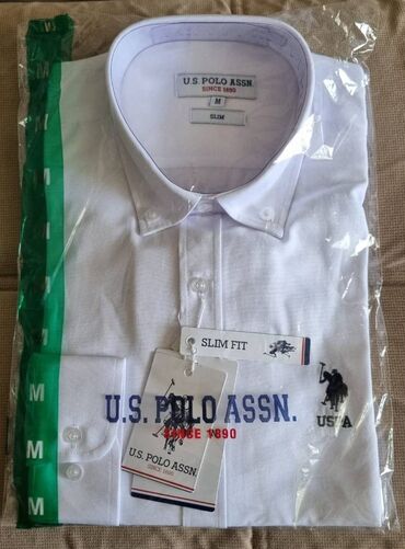 Baş geyimləri: U.S.POLO ASSN.markası keyfiyyətli ağ rəng köynək Slim Fit ölçü M(EU
