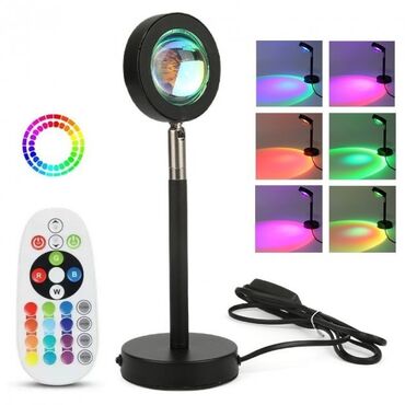 Рабочие настольные лампы: RGB лампа закат с пультом - Проекционный светильник торшер 16 цветов — 3