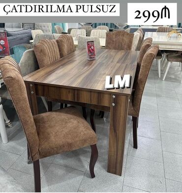 Kondisionerlər: *Masa dəsti* _*MASA +6 STULL💥*_ Masa bağlı: 90×1.60+6stul: *299₼*