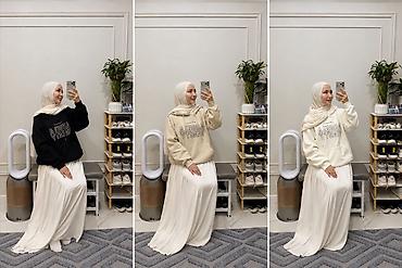 белая женская рубашка: Худи женское с надписью “AMERICA BEAUTY” - Свободный крой, спущенная — 1