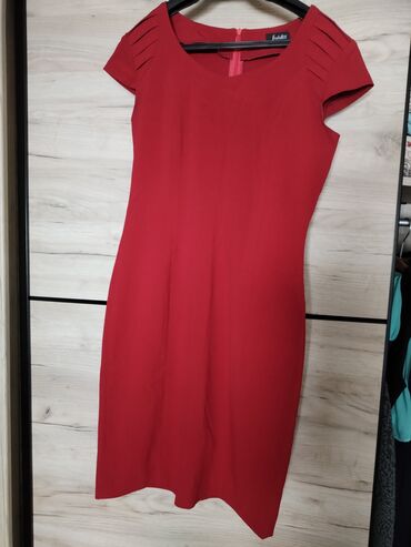 midi haljine: M (EU 38), bоја - Crvena, Kratkih rukava