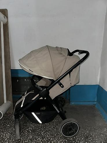 seebaby коляска: Прогулочная коляска LUXMOM, бежевый текстиль, чёрная рама — 2