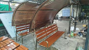лавочки: Скамейка Металл, Со спинкой, С крышей — 7