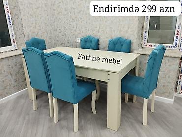 Masalar və oturacaqlar: Qonaq otağı üçün, Yeni, Açılmayan, Dördbucaq masa, 6 stul — 1