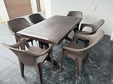 Bağ, çöl masa və oturacaq dəstləri: Yeni, Dördbucaq masa, 6 stul, Açılan, Skameykalar ilə, Plastik, Türkiyə — 4