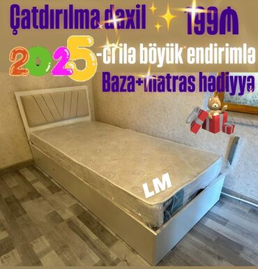 ucuz tek kravatlar: Yeni, Təknəfərlik çarpayı, Bazalı, Matras ilə, Siyirməsiz