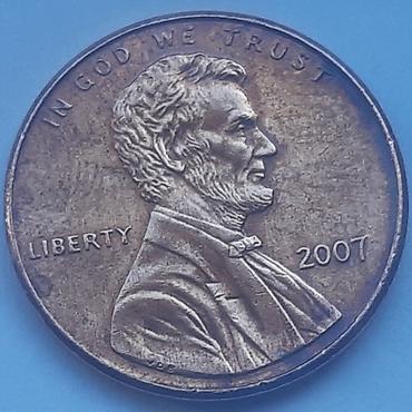 Američki jedan cent/unc (Lincoln cent) – godina 2007. - Nominala: One na lalafo.rs — 1 Američki jedan cent/unc (Lincoln cent) – godina 2007. - Nominala: One — 1