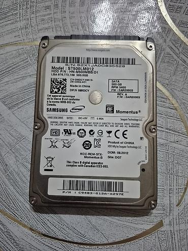 hard disk 500gb: Samsung/Seagate Momentus 2.5" HDD - Model: ST500LM012 (HDD P/N — 1