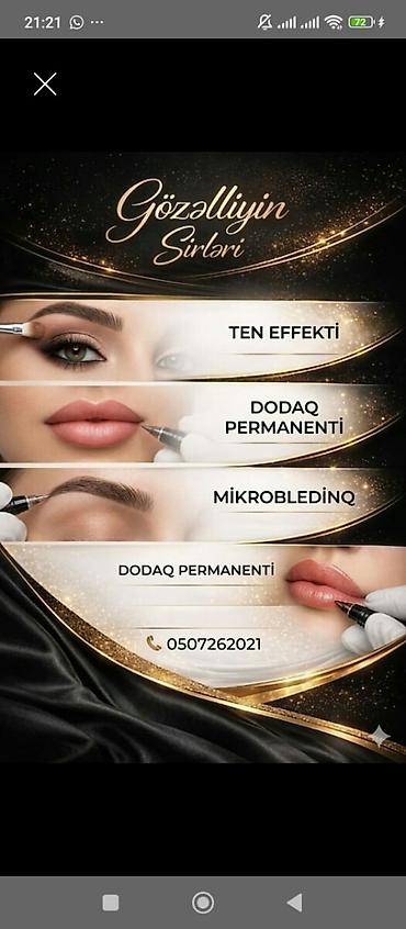 Permanent makiyajı: Permanent makiyaj və qaş-xətt xidmətləri Təklif olunan prosedurlar: - — 1
