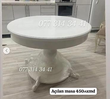 masa kafedrası: Açılan dairəvi masa - Rəng: ağ - Dizayn: klassik, tək mərkəzi dayaq — 1