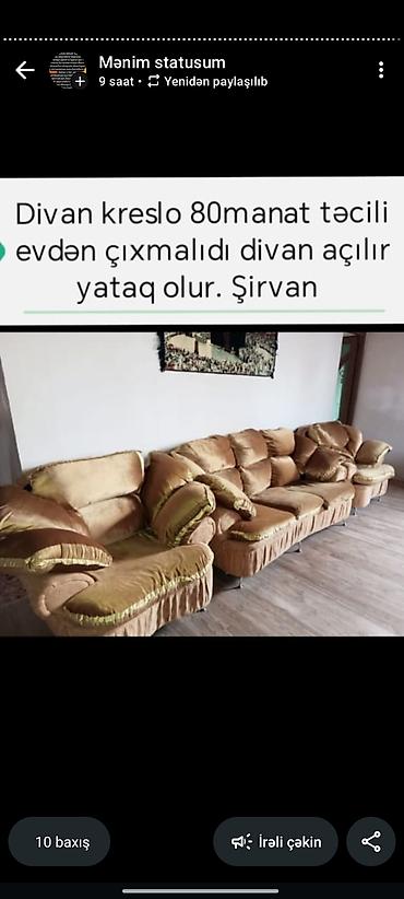 carpayı dəsti: Divan-kreslo dəsti – açılıb yataq olur. Şirvan. Xüsusiyyətlər: - — 1
