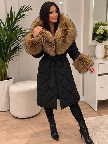 Krzneni kaputi: Ženska duga prošivena jakna sa krznom – elegantan zimski model - — 2