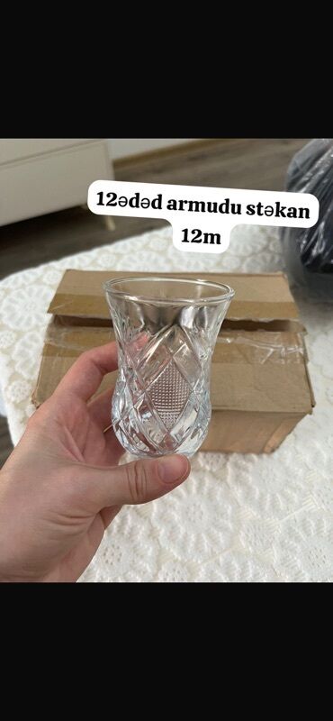 çilçıraqların qiyməti: Armudu stəkanlar, Şüşə, 12 ədədli dəst