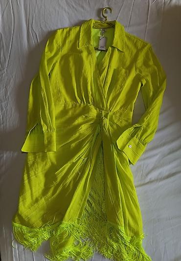 Haljine: River haljina/kimono u jarko‑neon zelenoj zutoj boji. - Model — 7