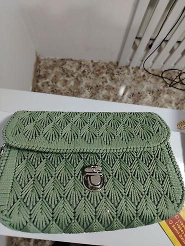 Çantalar: Makrame toxunuşlu çiyin/çapraz çanta - Material: sıx makrame ipindən — 2