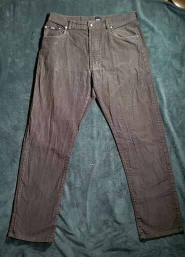 bež pantalone: Trousers, L (EU 52), Hugo Boss, Elegant, color - Khaki